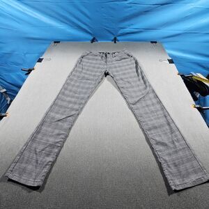 Fried Denim Men's Gray Plaid Slim Skinny Twill Stretch Flat Front Pants 34